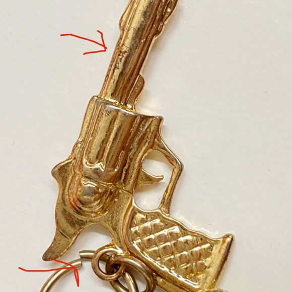 Gold gun handcuffs metal triple hanging straps chain clip belt keys pants wallet - Picture 4 of 5